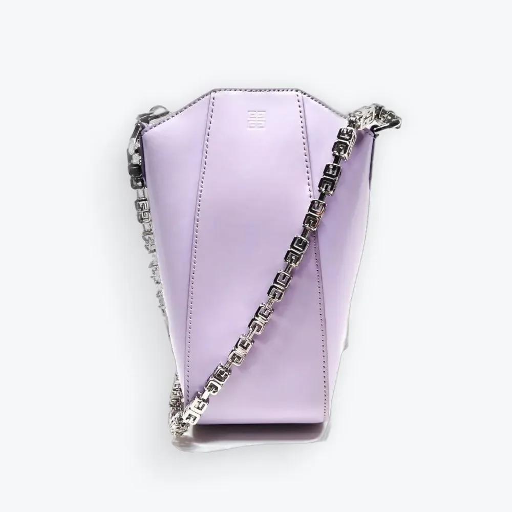 Auth Givenchy Lilac Purple Polished Leather Mini Vertical Antigona Satchel Ex++